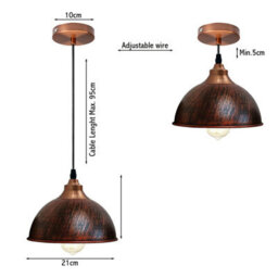 Ledsone Rustic Red Dome Vintage Pendant Light With E27 Base 1M Industrial Ceiling Lamp Ideal For Dining Rooms Bars - thumbnail 2