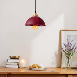 Ledsone Rustic Red Dome Vintage Pendant Light With E27 Base 1M Industrial Ceiling Lamp Ideal For Dining Rooms Bars - thumbnail 3