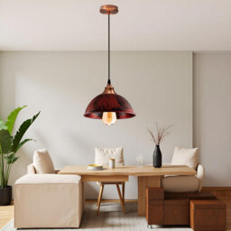 Ledsone Rustic Red Dome Vintage Pendant Light With E27 Base 1M Industrial Ceiling Lamp Ideal For Dining Rooms Bars - thumbnail 4