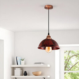 Ledsone Rustic Red Dome Vintage Pendant Light With E27 Base 1M Industrial Ceiling Lamp Ideal For Dining Rooms Bars - thumbnail 5