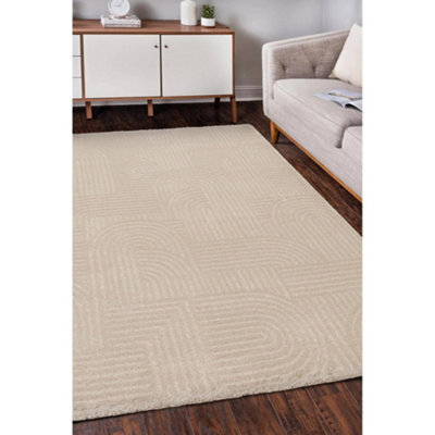 Melrose Solero Decorative Arc Lines Natural Medium Indoor Area Rug 120/170Cm - image 1