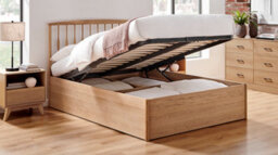 Save On Goods UK 6Ft Super King Ottoman Lift Up Storage Real Oak Wood Wooden Bed Frame - thumbnail 1