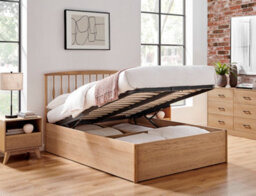 Save On Goods UK 6Ft Super King Ottoman Lift Up Storage Real Oak Wood Wooden Bed Frame - thumbnail 2