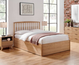 Save On Goods UK 6Ft Super King Ottoman Lift Up Storage Real Oak Wood Wooden Bed Frame - thumbnail 3