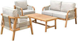 Garden Gear Acacia Aspen 4 Person Luxury Lounge Set Outdoor Garden Furniture Sofa Armchairs Coffee Table Deep Cushions - thumbnail 3