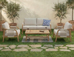 Garden Gear Acacia Aspen 4 Person Luxury Lounge Set Outdoor Garden Furniture Sofa Armchairs Coffee Table Deep Cushions - thumbnail 2