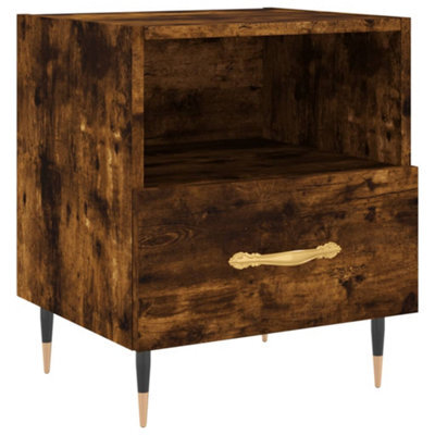 Berkfield Modern Bedside Cabinet Smoked Oak 40X35X47.5 Cm Engineered Wood - image 1