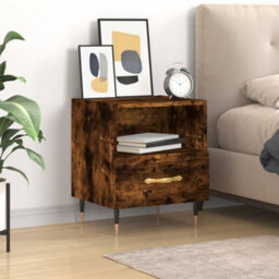 Berkfield Modern Bedside Cabinet Smoked Oak 40X35X47.5 Cm Engineered Wood - thumbnail 2