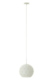 Orsina White Pendant Light, Geometric Metal Shade With Slotted Design, Durable Steel Hanging Lamp - thumbnail 1