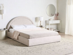 Beliani Ottoman Bed Fabric Mouzon 160 X 200 Cm (Eu King Size) Light Beige - thumbnail 2