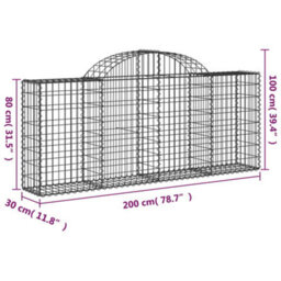 Berkfield Arched Gabion Baskets 10 Pcs 200X30X80/100 Cm Galvanised Iron - thumbnail 6