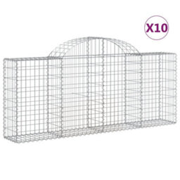 Berkfield Arched Gabion Baskets 10 Pcs 200X30X80/100 Cm Galvanised Iron - thumbnail 2
