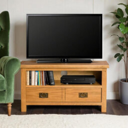 Surrey Oak 90Cm Small Tv Unit - Fully Assembled By Roseland Furniture - thumbnail 2