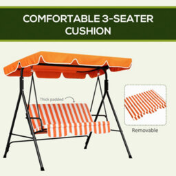 Outsunny Outdoor 3-Person Porch Swing Chair With Adjustable Canopy Orange - thumbnail 7