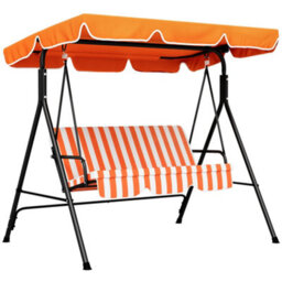 Outsunny Outdoor 3-Person Porch Swing Chair With Adjustable Canopy Orange - thumbnail 2