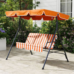 Outsunny Outdoor 3-Person Porch Swing Chair With Adjustable Canopy Orange - thumbnail 8