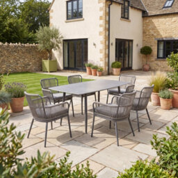 Artemis Home Westcott 6 Seat Garden Dining Set With Rectangular Table - Grey - thumbnail 2