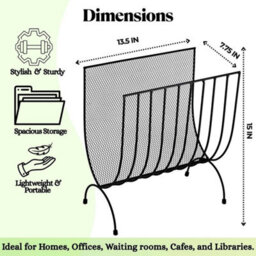 Black Metal Magazine Newspaper Rack Holder Standing Organiser - thumbnail 2