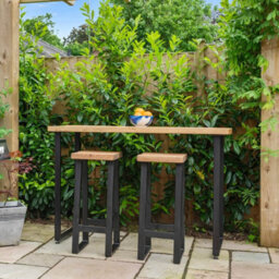Ashford Blake Rustic Redwood Outdoor High Bar Table - thumbnail 1