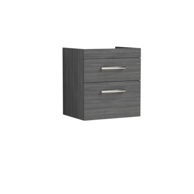 Hudson Reed Athena Wall Hung 2 Drawer Vanity Unit 500mm-Anthracite Woodgrain - image 1