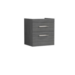Hudson Reed Athena Wall Hung 2 Drawer Vanity Unit 500mm-Anthracite Woodgrain - thumbnail 1