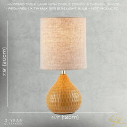 Happy Homewares Mustard Ceramic Gloss Table Lamp With Natural Oatmeal Linen Shade - thumbnail 7