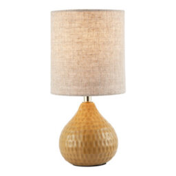 Happy Homewares Mustard Ceramic Gloss Table Lamp With Natural Oatmeal Linen Shade - thumbnail 4