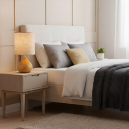Happy Homewares Mustard Ceramic Gloss Table Lamp With Natural Oatmeal Linen Shade - thumbnail 6