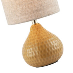 Happy Homewares Mustard Ceramic Gloss Table Lamp With Natural Oatmeal Linen Shade - thumbnail 3