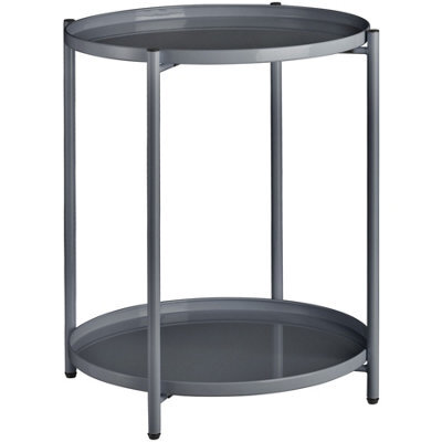 Tectake Bedside Table Oxford - Round With Removable Shelves, 45.5 X 45.5 X 53 Cm - Dark Grey - image 1
