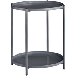 Tectake Bedside Table Oxford - Round With Removable Shelves, 45.5 X 45.5 X 53 Cm - Dark Grey - thumbnail 1