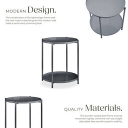 Tectake Bedside Table Oxford - Round With Removable Shelves, 45.5 X 45.5 X 53 Cm - Dark Grey - thumbnail 3