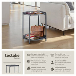 Tectake Bedside Table Oxford - Round With Removable Shelves, 45.5 X 45.5 X 53 Cm - Dark Grey - thumbnail 2