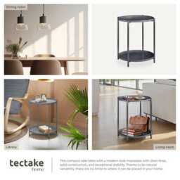Tectake Bedside Table Oxford - Round With Removable Shelves, 45.5 X 45.5 X 53 Cm - Dark Grey - thumbnail 5