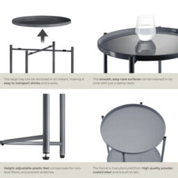 Tectake Bedside Table Oxford - Round With Removable Shelves, 45.5 X 45.5 X 53 Cm - Dark Grey - thumbnail 4