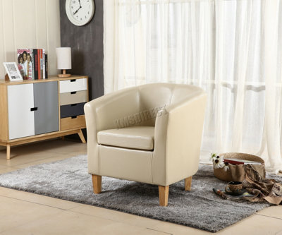 Westwood Luxury Faux Leather Tub Chair Armchair Office Reception Sofa Living Room Ivory - image 1