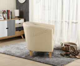 Westwood Luxury Faux Leather Tub Chair Armchair Office Reception Sofa Living Room Ivory - thumbnail 4