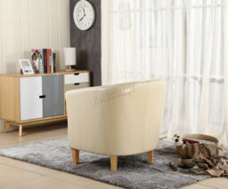 Westwood Luxury Faux Leather Tub Chair Armchair Office Reception Sofa Living Room Ivory - thumbnail 7