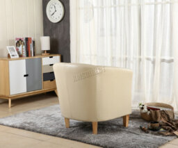 Westwood Luxury Faux Leather Tub Chair Armchair Office Reception Sofa Living Room Ivory - thumbnail 5