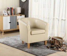 Westwood Luxury Faux Leather Tub Chair Armchair Office Reception Sofa Living Room Ivory - thumbnail 3