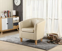 Westwood Luxury Faux Leather Tub Chair Armchair Office Reception Sofa Living Room Ivory