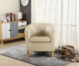 Westwood Luxury Faux Leather Tub Chair Armchair Office Reception Sofa Living Room Ivory - thumbnail 2