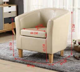 Westwood Luxury Faux Leather Tub Chair Armchair Office Reception Sofa Living Room Ivory - thumbnail 9