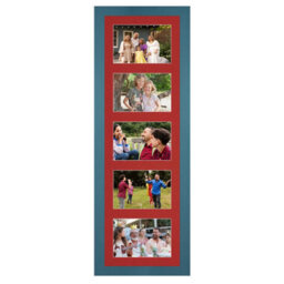 AK Frames 26X8 Navy Blue Modern Multi Photo Frame With Crimson Mount - Holds 5 Apertures (5X) 6X4 Photos