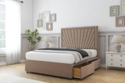 "Sloomy Somerset Mink Plush Divan Bed Base 2 Drawers Same Side With 26"" Strutted Headboard 2'6 Small Single" - thumbnail 4