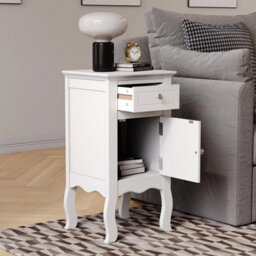 Tall Bedside Table Drawer Cabinet Small Side End Table Nightstand Storage Desks - thumbnail 3