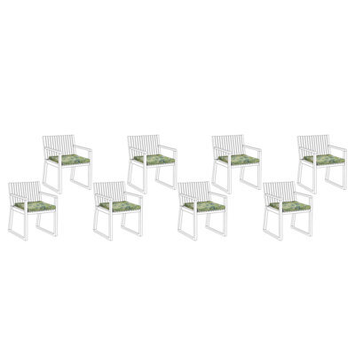 Beliani Set Of 8 Garden Chair Cushions Sassari 46 X 46 Cm Light Green - image 1