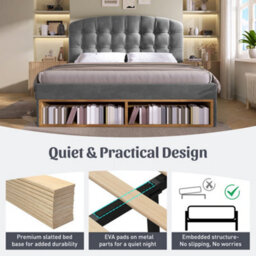 King Velvet Storage Bed With Drawers & Adjustable Headboard - thumbnail 5