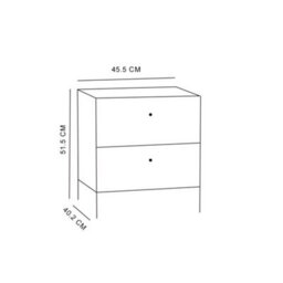 Fwstyle 2 Drawer White Oak & Fabric Effect Bedside Table Chest Nightstand (H) 51.1 (W) 45.5 (D) 40.2 Cm - thumbnail 3