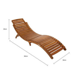 Charles Bentley Large Patio Folding Curved Reclining Fsc Wood Sun Lounger - thumbnail 8